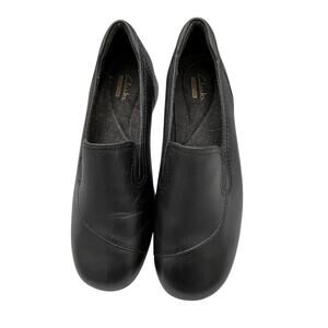 Clarks Collection Women’s Black Classic Loafers 7M, Slip-On Comfort Office Work